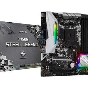 PLACA MÃE ASROCK B450M STEEL LEGEND AM4 4XDDR4 DIMM 128GB 2XUSB2.0 4XUSB3.2 HDMI/D-PORT 1XM.2 REDE GIGA 2XPCIE
