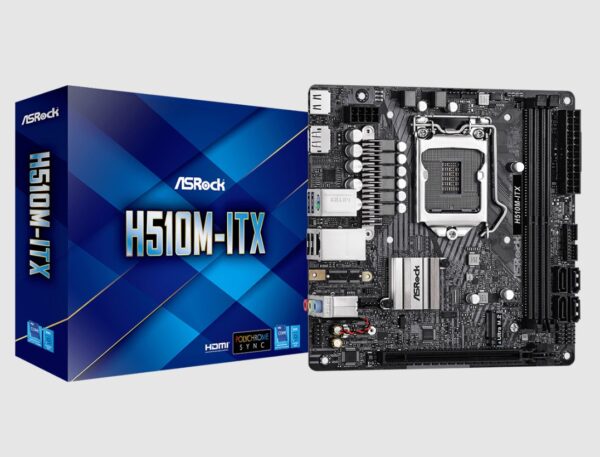 PLACA MAE ASROCK MINI ITX H510M-ITX LGA1200 2XDDR4 (64GB),PCIE X16,4X SATA,M.2 SATA E NVME, HDMI, DP, USB 2X 3.2, 2X 2.0