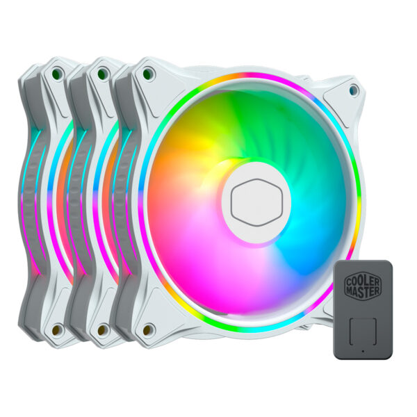 FAN PARA GABINETE MASTERFAN MF120 HALO - RGB - 120MM - 3 UNIDADES - BRANCO - MFL-B2DW-183PA-R1