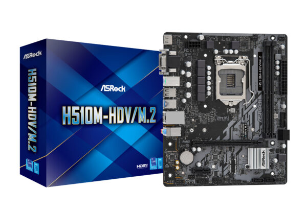 PLACA MÃE ASROCK LGA1200 H510M-HDV/M.2 2XDDR4 3200MHZ DIMM 64GB, 2XUSB 3.2, 4XUSB 2.0, 4XSATA, HDMI, DVI-D, VGA, GIGABIT