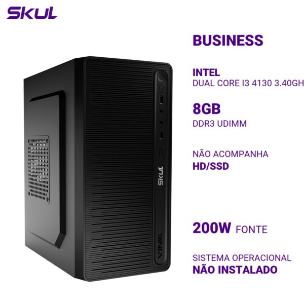 COMPUTADOR B300 DUAL CORE I3 4130 3.40GHZ MEMÓRIA 8GB DDR3 SEM HD/SSD FONTE 200W