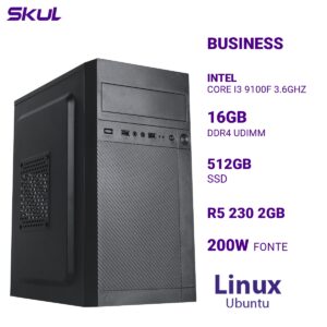 COMPUTADOR B300 CORE I3 9100F 3.6GHZ MEMÓRIA 16GB DDR4 SSD 512GB R5 230 2GB FONTE 200W LINUX UBUNTU