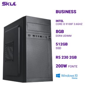 COMPUTADOR B300 CORE I3 9100F 3.6GHZ MEMÓRIA 8GB DDR4 SSD 512GB R5 230 2GB FONTE 200W WINDOWS 10 HOME
