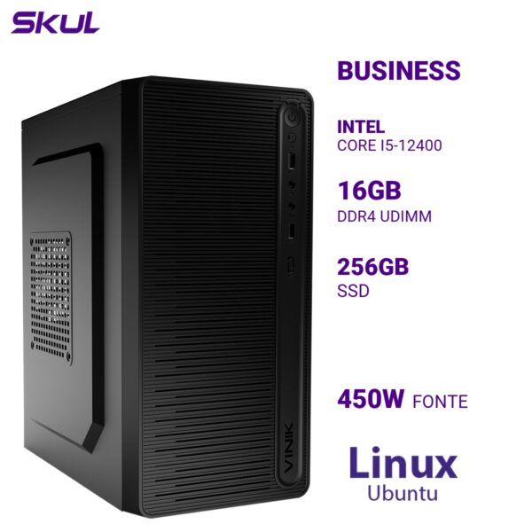 COMPUTADOR B500 CORE I5-12400 2.5GHZ MEM 16GB DDR4 SSD 256GB FONTE 450W 80 PLUS BRONZE LINUX UBUNTU