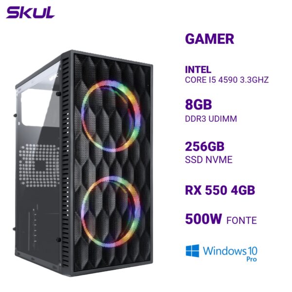COMPUTADOR 5000 CORE I5 4590 3.3GHZ MEMÓRIA 8GB DDR3 SSD 256GB NVME RX 550 4GB FONTE 500W  WINDOWS 10 PRO