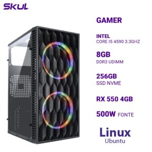 COMPUTADOR 5000 CORE I5 4590 3.3GHZ MEMÓRIA 8GB DDR3 SSD 256GB NVME RX 550 4GB FONTE 500W  LINUX UBUNTU